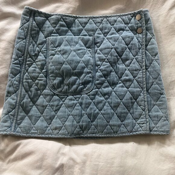 Blank NYC Quilted wrap Mini skirt Blue Size 30 - Picture 1 of 6
